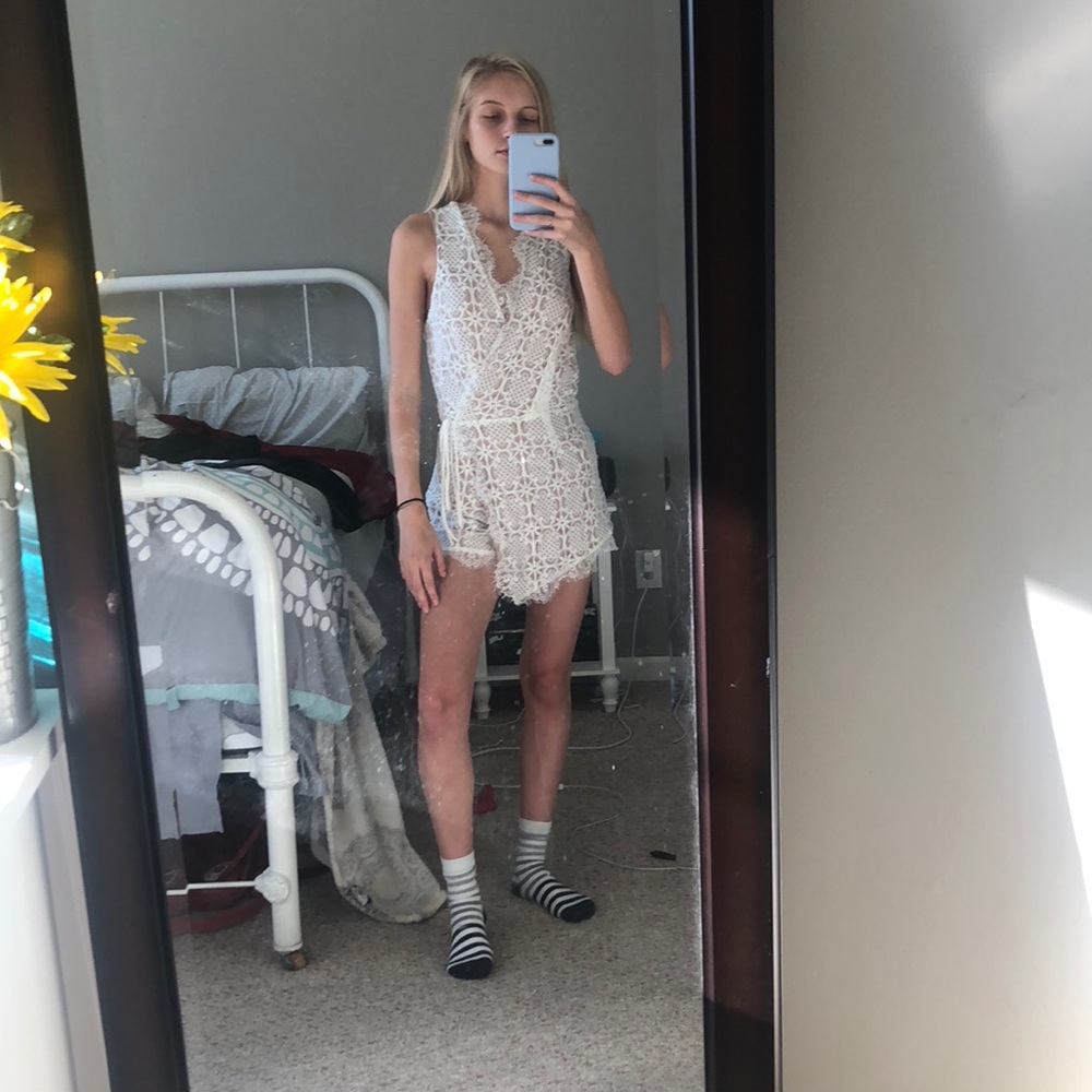 Lace crossover romper